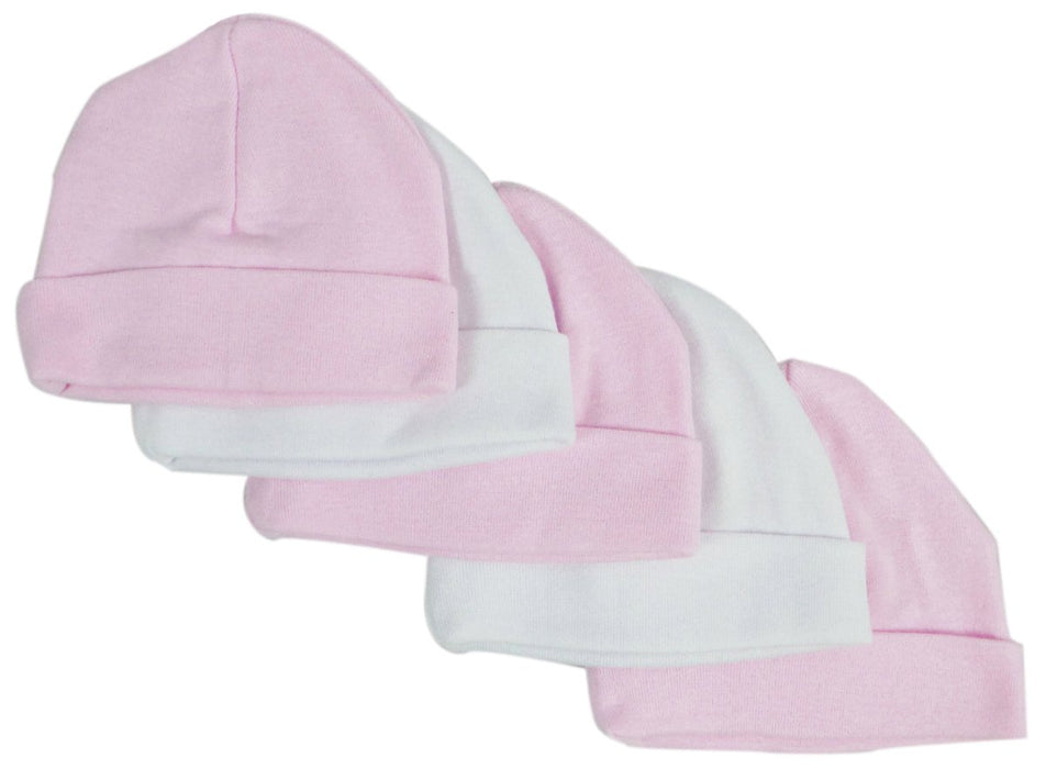 Pink & White Baby Caps (pack Of 5) 031-pink-3-w-2 - Kidsplace.store