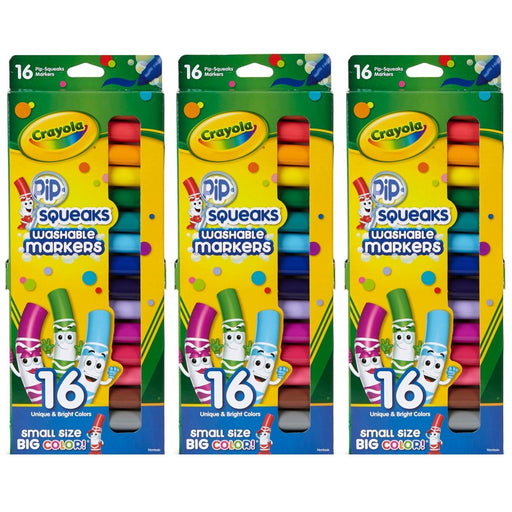 Pip Squeaks Washable Markers, Conical Tip, 16 Per Box, 3 Boxes - Kidsplace.store