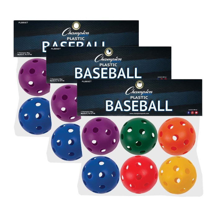 Plastic Baseballs, 6 Per Set, 3 Sets - Kidsplace.store