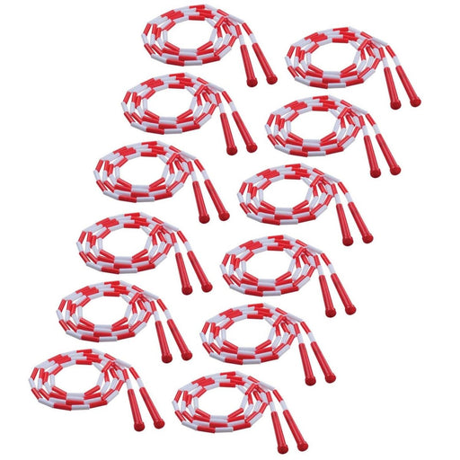 Plastic Segmented Jump Rope 7', Red & White, Pack of 12 - Kidsplace.store