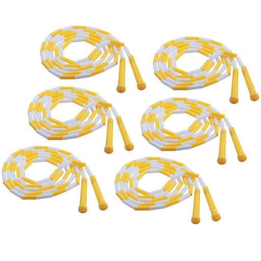 Plastic Segmented Jump Rope 8', Yellow & White, Pack of 6 - Kidsplace.store