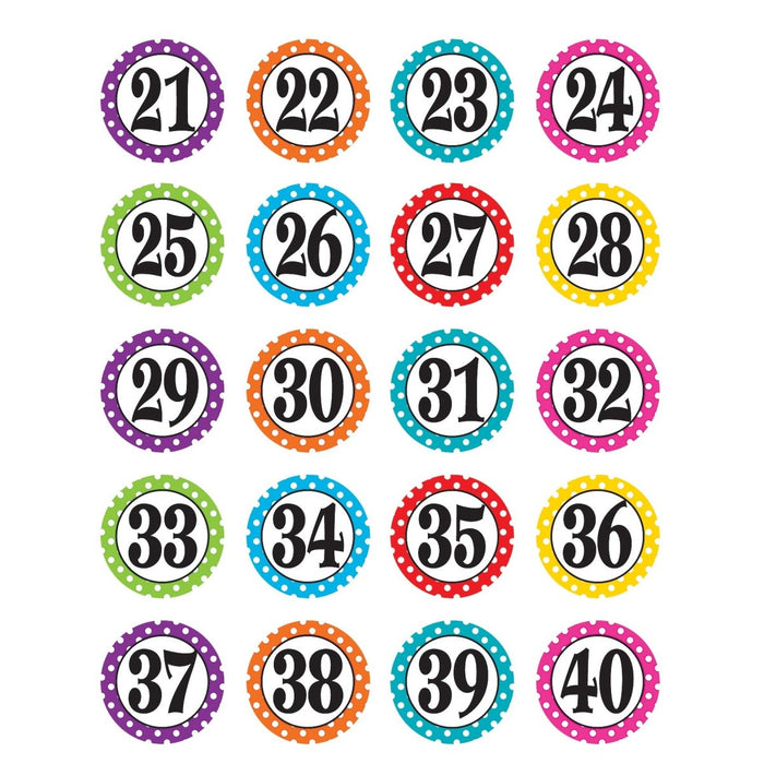 Polka Dots Numbers Stickers, 120 Per Pack, 6 Packs - Kidsplace.store