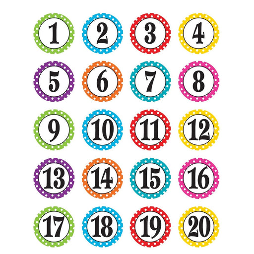 Polka Dots Numbers Stickers, 120 Per Pack, 6 Packs - Kidsplace.store