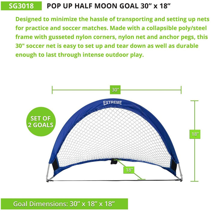 Pop - Up Half Moon Goal, 30" x 18" - Kidsplace.store