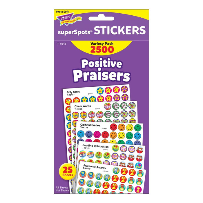 Positive Praisers superSpots® Stickers Variety Pack, 2500 Per Pack, 3 Packs - Kidsplace.store