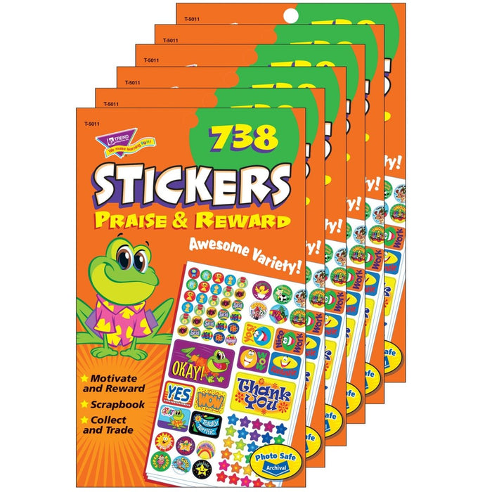 Praise & Reward Sticker Pad, 738 Sticker Per Pad, Pack of 6 - Kidsplace.store