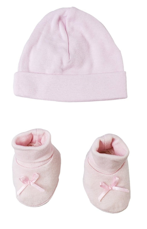 Preemie Baby Cap & Bootie Set - Pink 033ppink - Kidsplace.store