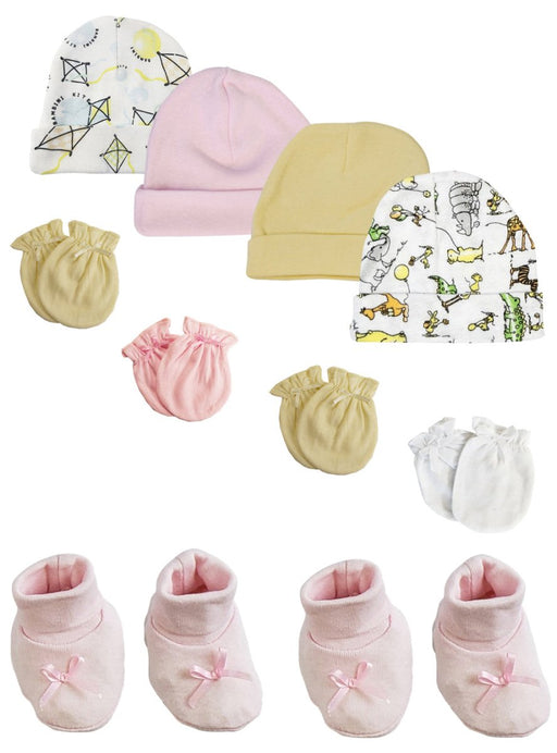 Preemie Baby Girl Caps With Infant Mittens And Booties - 10 Pack Nc_0212 - Kidsplace.store
