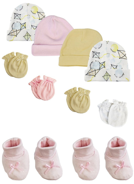 Preemie Baby Girl Caps With Infant Mittens And Booties - 10 Pack Nc_0220 - Kidsplace.store