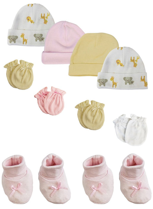 Preemie Baby Girl Caps With Infant Mittens And Booties - 10 Pack Nc_0224 - Kidsplace.store