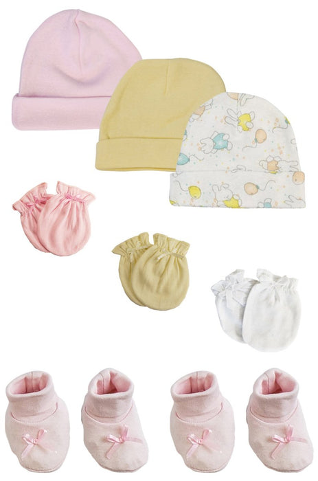 Preemie Baby Girl Caps With Infant Mittens And Booties - 8 Pack Nc_0209 - Kidsplace.store