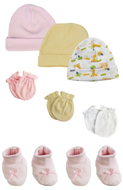 Preemie Baby Girl Caps With Infant Mittens And Booties - 8 Pack Nc_0216 - Kidsplace.store