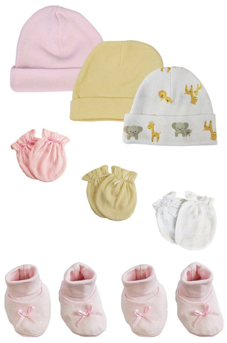 Preemie Baby Girl Caps With Infant Mittens And Booties - 8 Pack Nc_0225 - Kidsplace.store