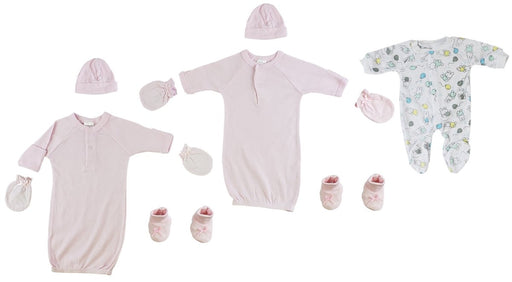 Preemie Girls Gowns, Sleep-n-play, Caps, Mittens And Booties - 8 Pc Set Cs_0070 - Kidsplace.store