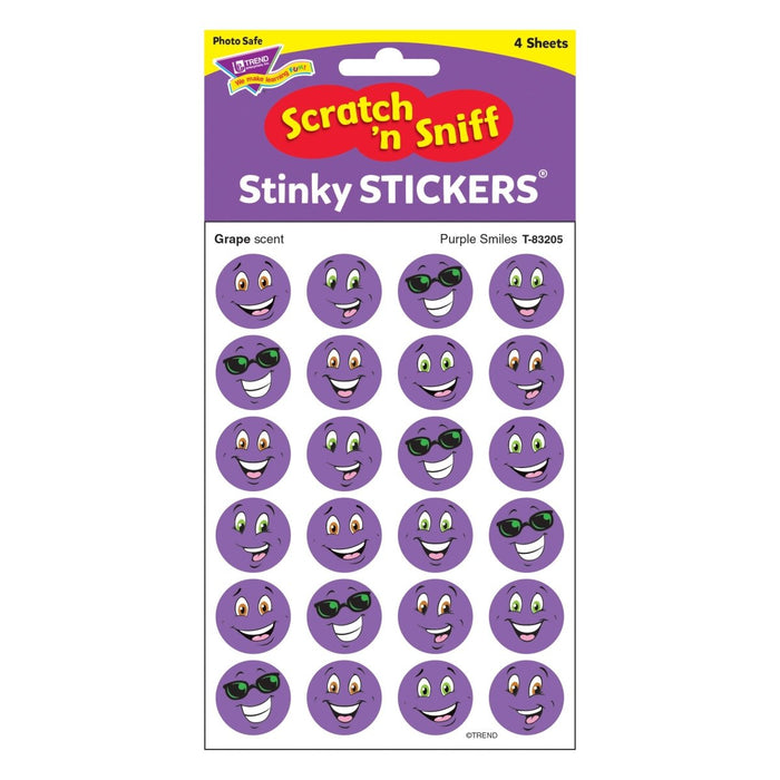 Purple Smiles/Grape Stinky Stickers®, 96 Per Pack, 6 Packs - Kidsplace.store