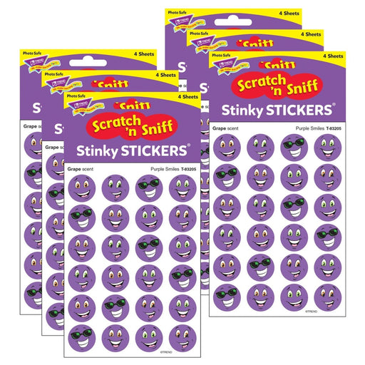 Purple Smiles/Grape Stinky Stickers®, 96 Per Pack, 6 Packs - Kidsplace.store