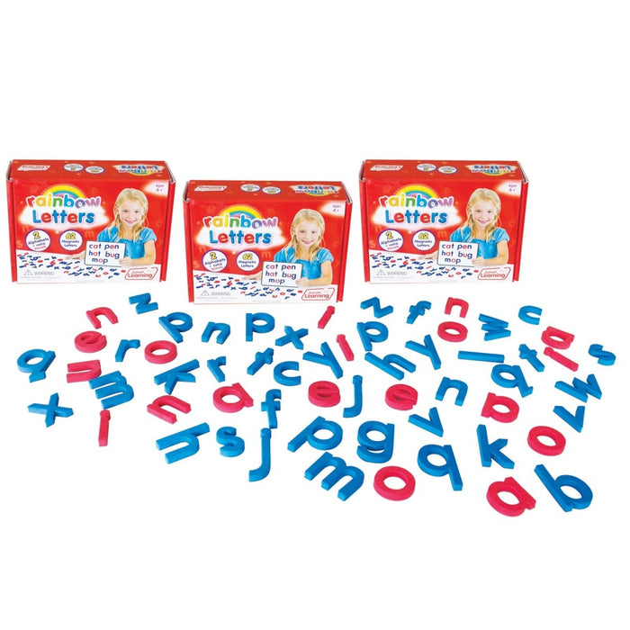 Rainbow Letters, Magnetic, 62 Per Pack, 3 Packs - Kidsplace.store