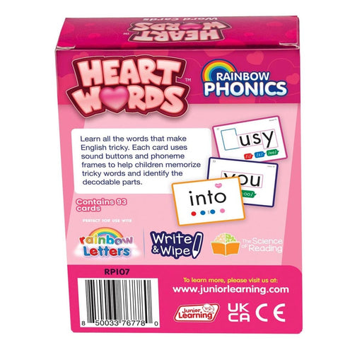 Rainbow Phonics Heart Word Cards, Common Exception Words - Kidsplace.store