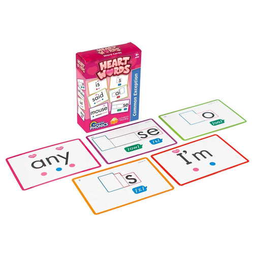 Rainbow Phonics Heart Word Cards, Common Exception Words - Kidsplace.store