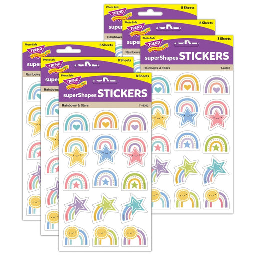 Rainbows & Stars Large superShapes Stickers, 120 Per Pack, 6 Packs - Kidsplace.store