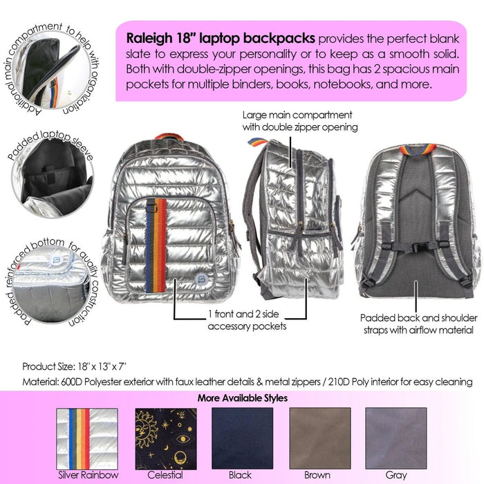 RALEIGH Backpack, 18", Gray - Kidsplace.store