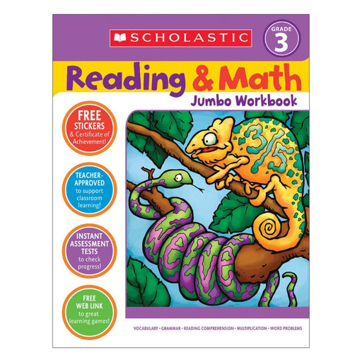 Reading & Math Jumbo Workbook: Grade 3 - Kidsplace.store