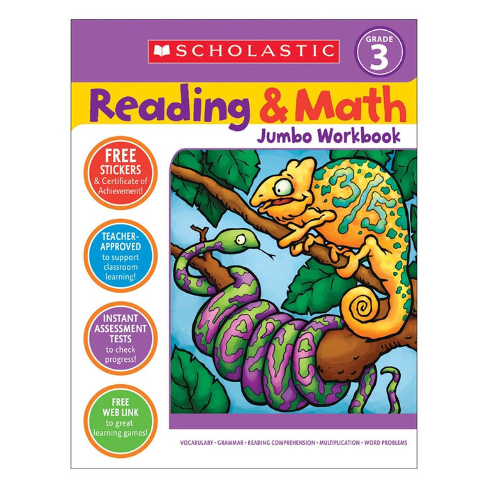 Reading & Math Jumbo Workbook: Grade 3 - Kidsplace.store