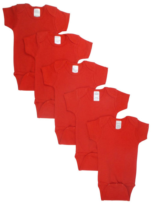 Red Bodysuit Onezies (pack Of 5) Ls_0153 - Kidsplace.store