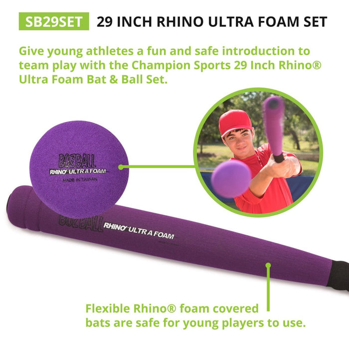 Rhino® Ultra Foam 29 - Inch Bat & Ball Set, Set of 6 - Kidsplace.store