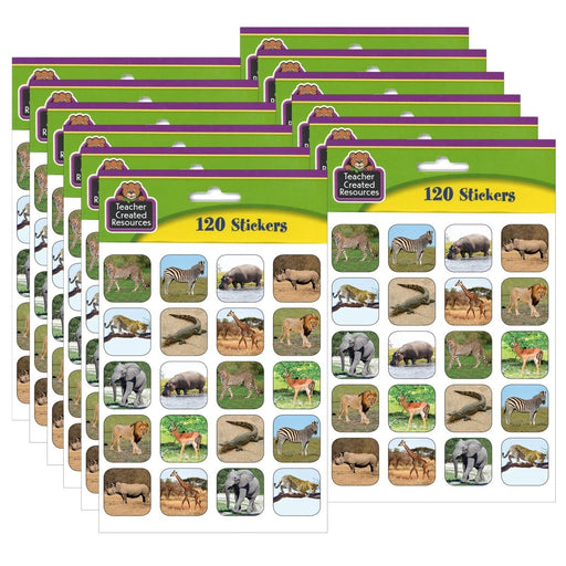 Safari Animals Stickers, 120 Per Pack, 12 Packs - Kidsplace.store