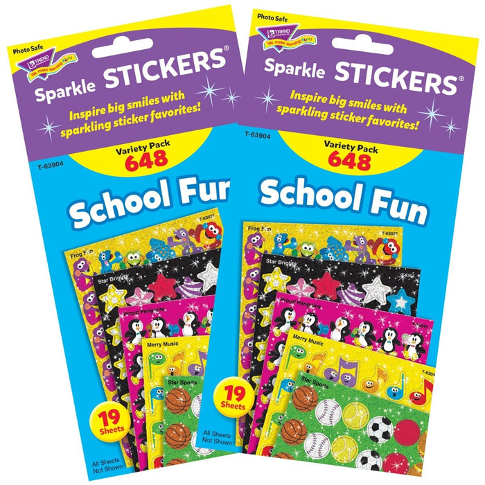 School Fun Sparkle Stickers® Variety Pack, 648 Per Pack, 2 Packs - Kidsplace.store