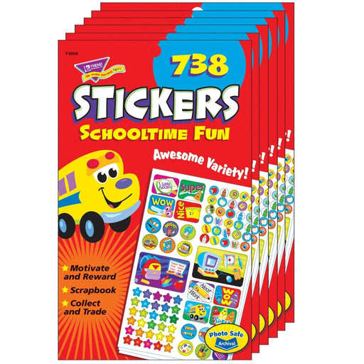 Schooltime Fun Sticker Pad, 738 Sticker Per Pad, Pack of 6 - Kidsplace.store