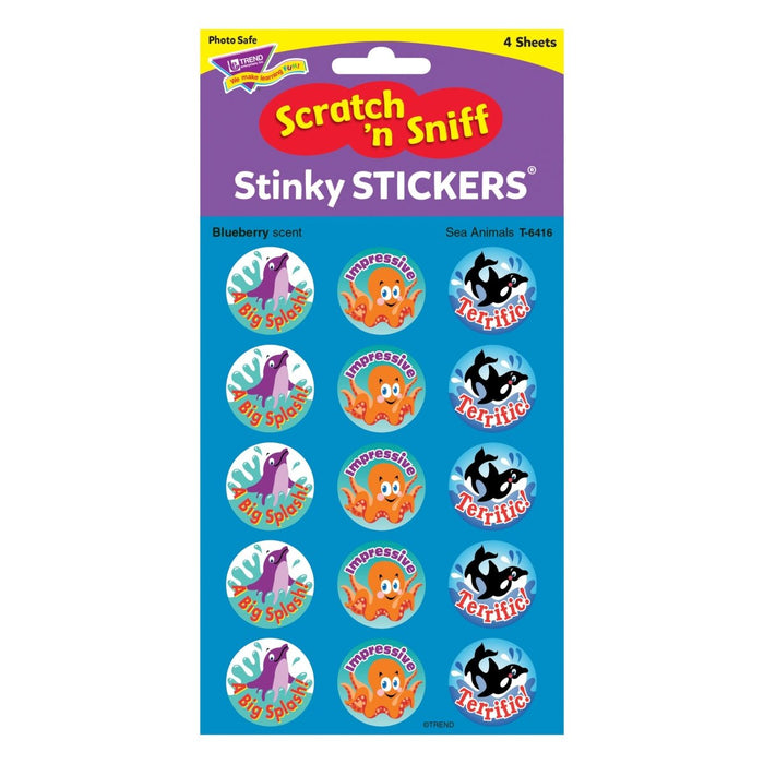 Sea Animals/Blueberry Stinky Stickers®, 60 Per Pack, 6 Packs - Kidsplace.store