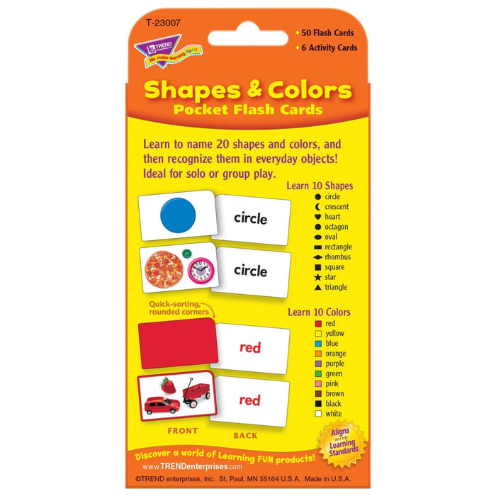 Shapes & Colors Pocket Flash Cards, 6 Packs - Kidsplace.store