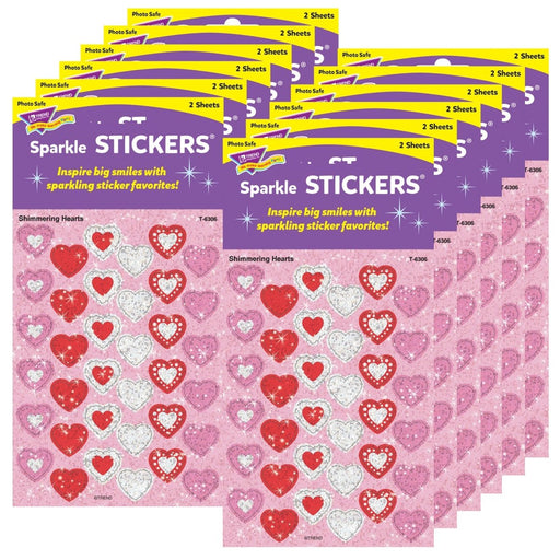 Shimmering Hearts Sparkle Stickers®, 72 Per Pack, 12 Packs - Kidsplace.store