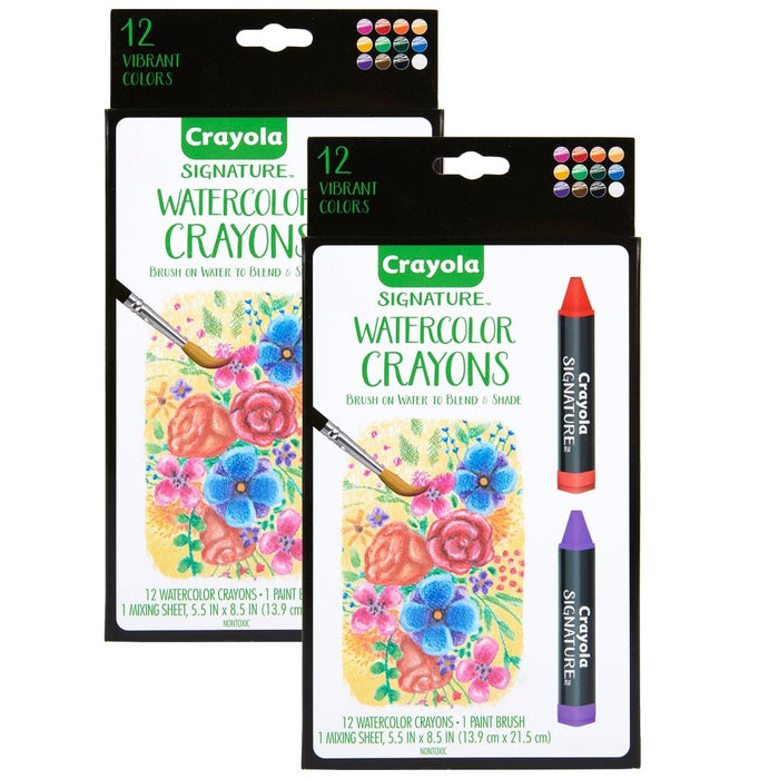 Signature Watercolor Crayons, 12 Per Pack, 2 Packs - Kidsplace.store