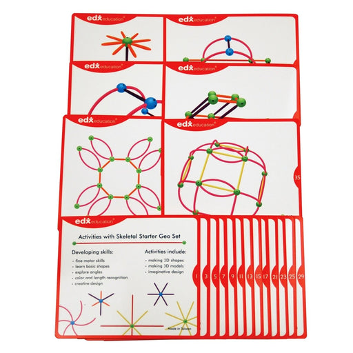 Skeletal Starter Geo Set - 144 Multicolored Pieces - 20 Double - Sided Activity Cards - Kidsplace.store