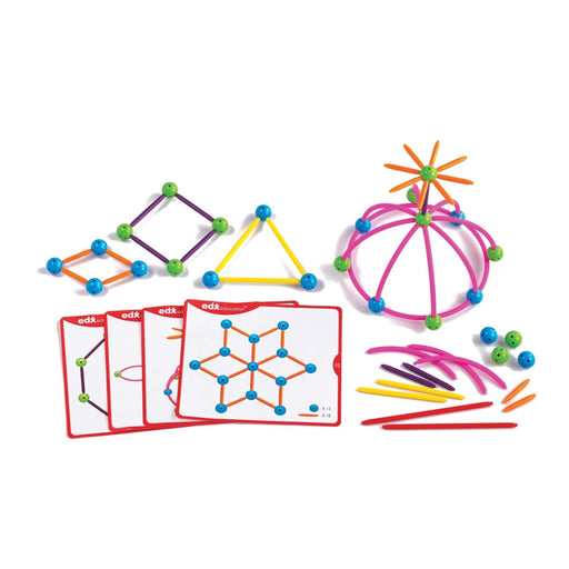 Skeletal Starter Geo Set - 144 Multicolored Pieces - 20 Double - Sided Activity Cards - Kidsplace.store