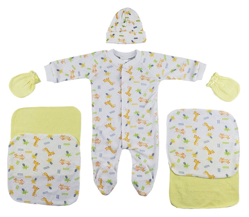 Sleep-n-play, Cap, Mittens And Washcloths - 7 Pc Set Cs_0032 - Kidsplace.store