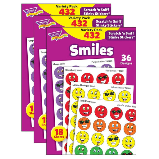 Smiles Stinky Stickers® Variety Pack, 432 Per Pack, 3 Packs - Kidsplace.store