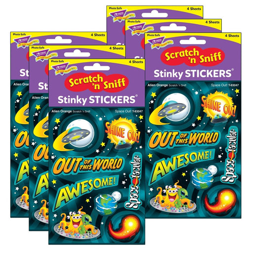 Space Out!/Alien Orange Mixed Shapes Stinky Stickers®, 32 Per Pack, 6 Packs - Kidsplace.store