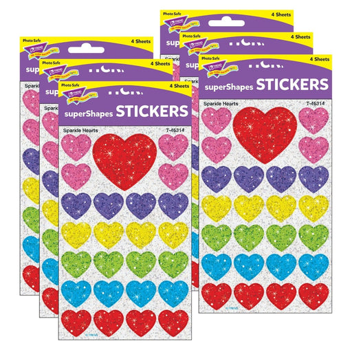 Sparkle Hearts superShapes Stickers - Sparkle, 100 Per Pack, 6 Packs - Kidsplace.store