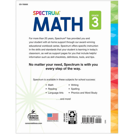 Spectrum Math Workbook, Grade 3 - Kidsplace.store