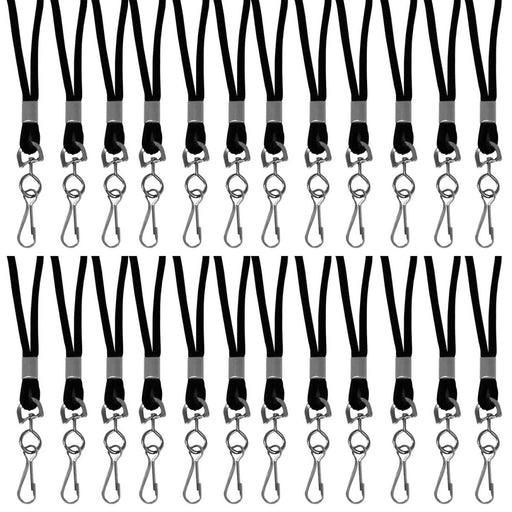 Standard Lanyard, Black, Swivel Hook, Pack of 24 - Kidsplace.store