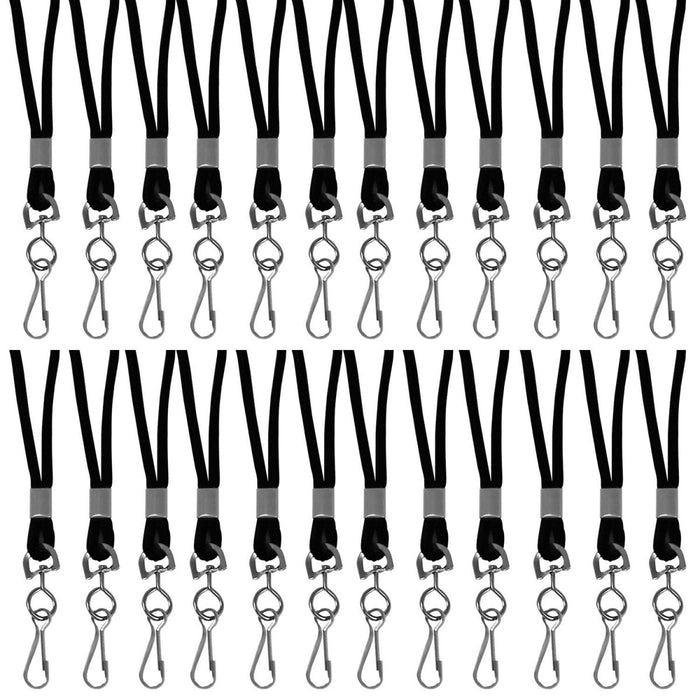 Standard Lanyard, Black, Swivel Hook, Pack of 24 - Kidsplace.store