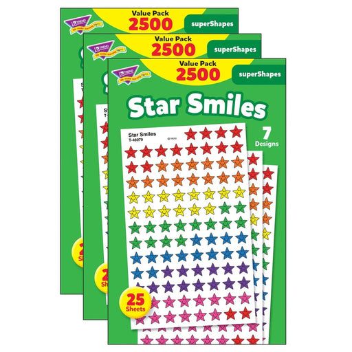 Star Smiles superShapes Stickers Value Pack, 2500 Per Pack, 3 Packs - Kidsplace.store