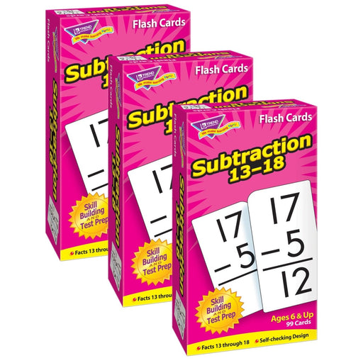 Subtraction 13 - 18 Skill Drill Flash Cards, 3 Packs - Kidsplace.store