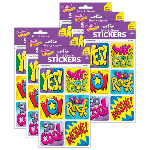 Super Sayings Tear & Share Stickers®, 30 Per Pack, 6 Packs - Kidsplace.store