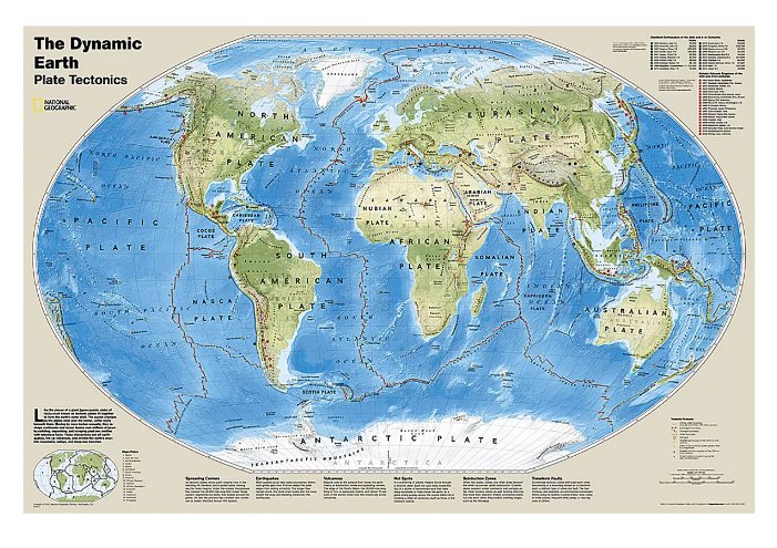 The Dynamic Earth, Plate Tectonics Map, Laminated, 36" x 24" - Kidsplace.store