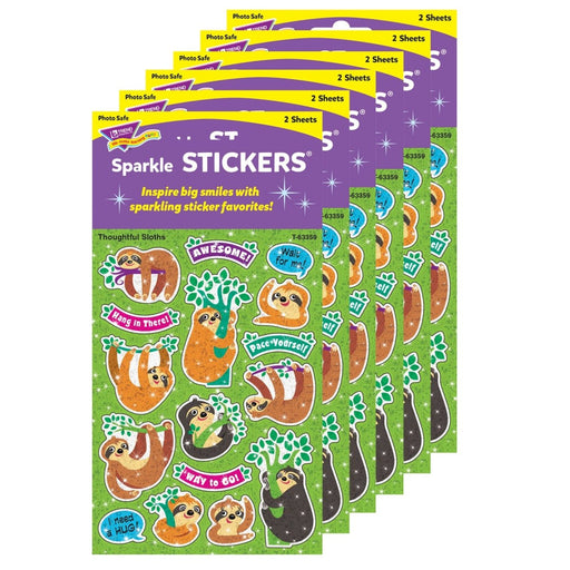 Thoughtful Sloths Sparkle Stickers®, 32 Per Pack, 6 Packs - Kidsplace.store